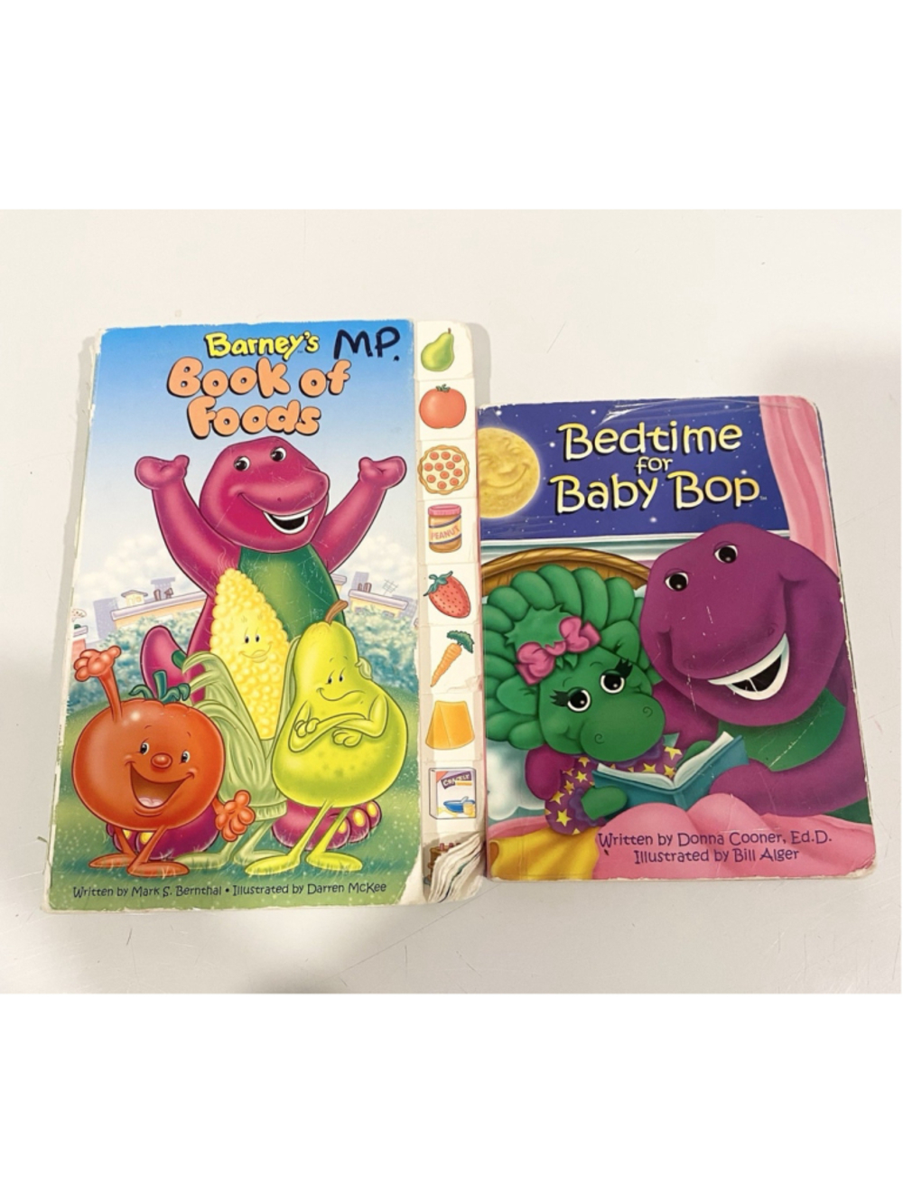 Vintage Barney Board Books Lot 1997 2000 Baby Bop Book of Foods Lyons Group